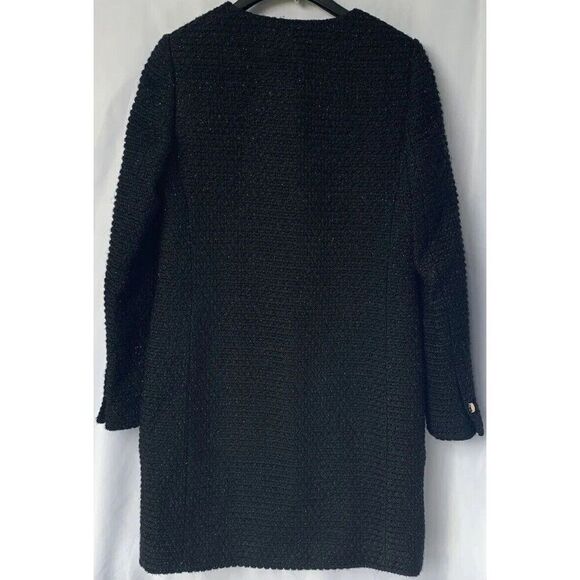 Ted Baker Womens Black Tweed Collarless Contrast Bow Pocket Coat Size 1 … - Picture 4 of 16